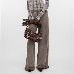 Women’s wide leg fleece lined sweatpants  Brown Pants women’s Sz large